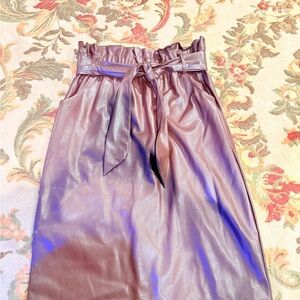 Faux Leather Pencil Midi Skirt - maroon